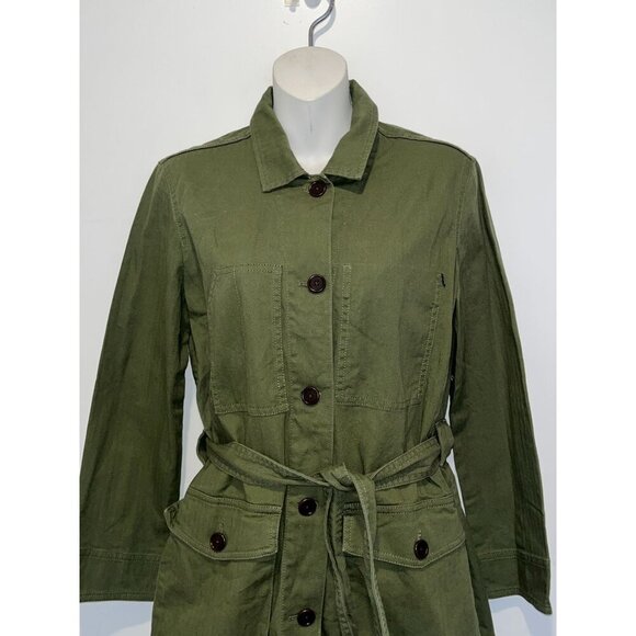 Madewell Tie-Waist Military Jacket in  Green Women's  Size XS ($145) - Picture 4 of 11